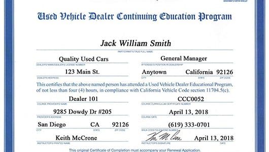 Educación de Concesionarios de Autos en California: Cursos y Certificaciones